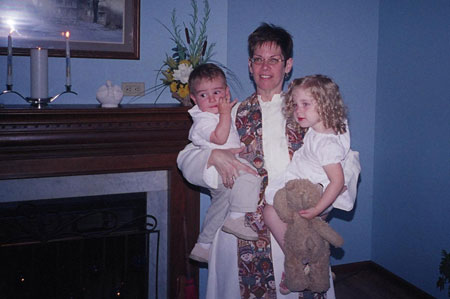 Kaleb and Abby with Reverend Pamela at their baptism
